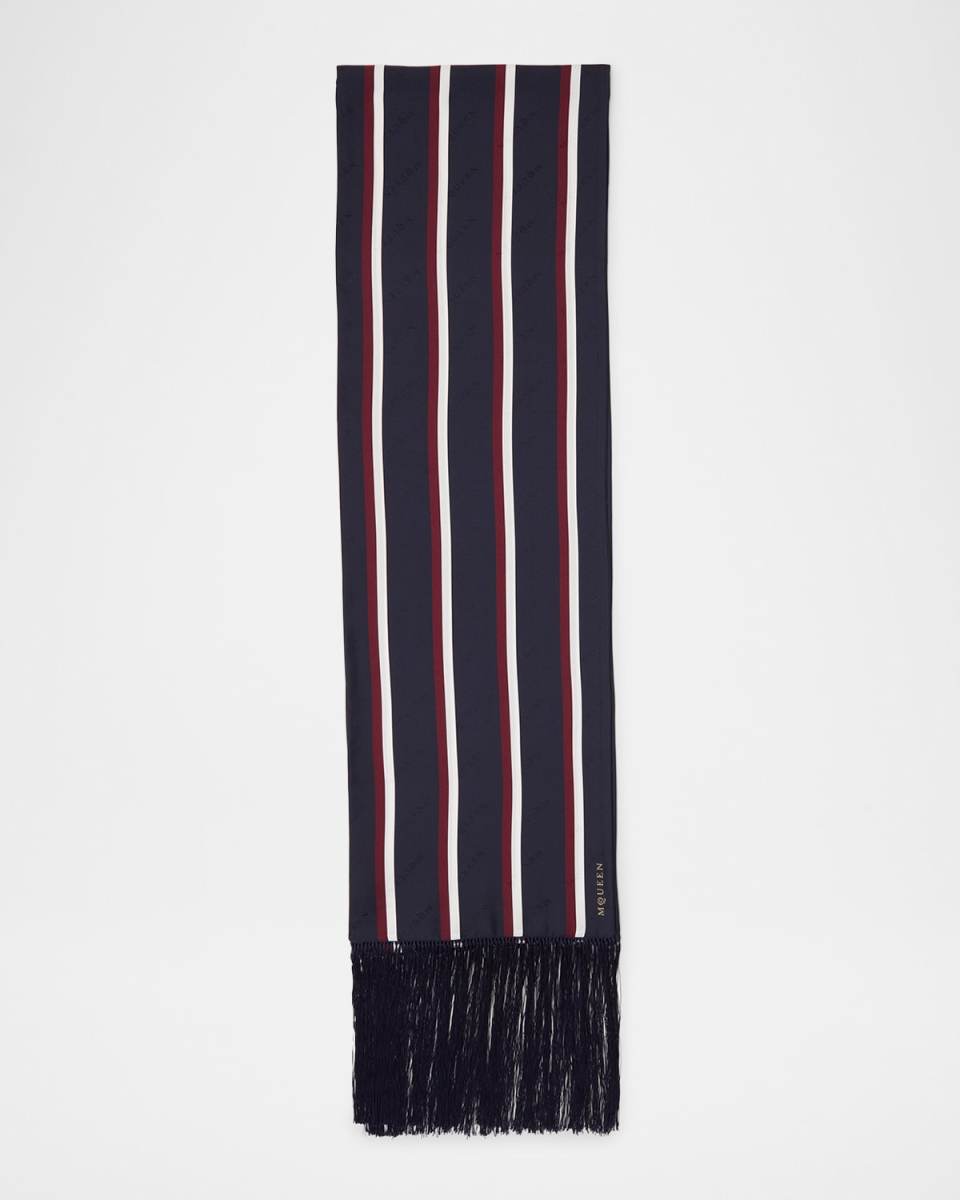 Twill Collegiate-Inspired Silk Scarf